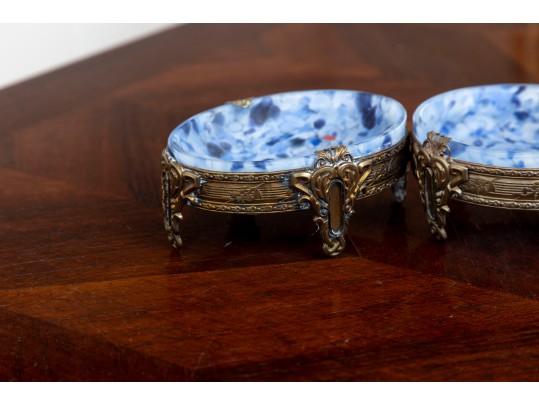 Victorian Blue Art Glass Salt Dishes