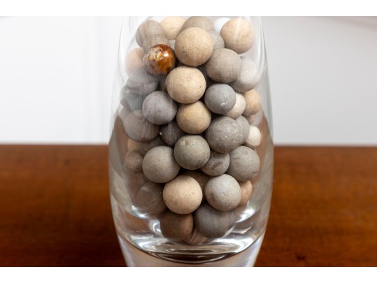 French Antique Clay Stone Marbles