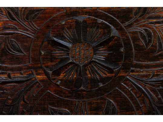 Heavily Carved Victorian English Trefoil Side Table