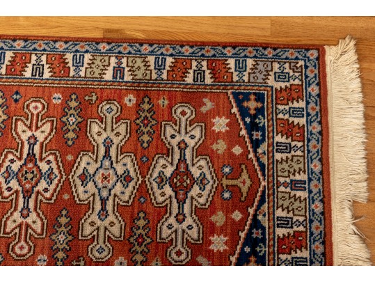 Beautiful Wool Scatter Rug With Geometric Motifs (4'7