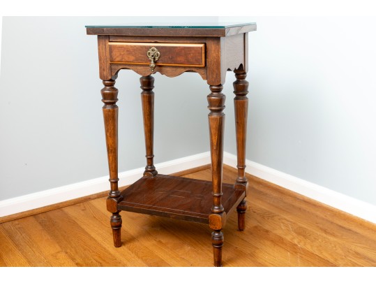 Traditional Glass-Topped Nightstand