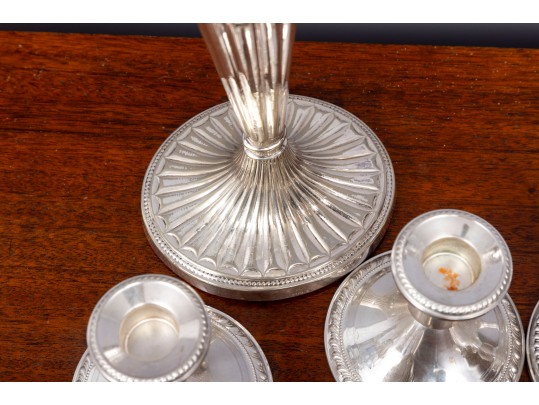 Five Pairs Of Rare Weighted Victorian Style Sterling Candlesticks