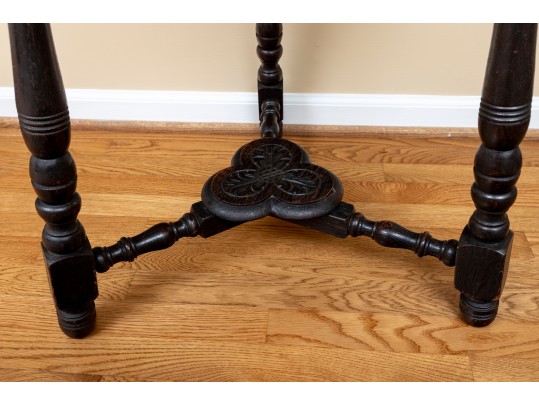 Heavily Carved Victorian English Trefoil Side Table