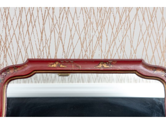 Lane Venture Chinoiserie Painted Red Mirror