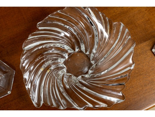 Val Saint Lambert Crystal Candlesticks & Mikasa Belle Bowl