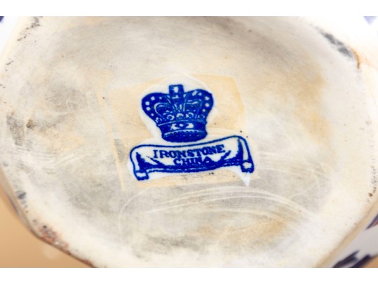 Set Of Five Large Octagonal Reproduction Ironstone China Welsh Graduated Hydra Pitchers 