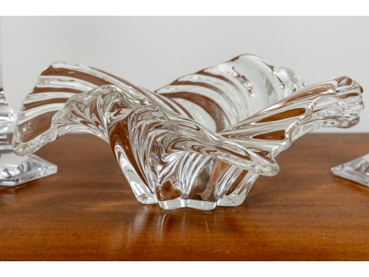 Val Saint Lambert Crystal Candlesticks & Mikasa Belle Bowl