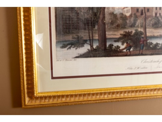 Large Vintage Reproduction Engraving Of Christinehof Castle