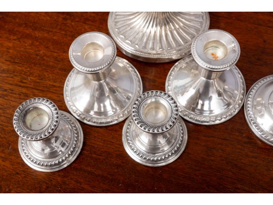 Five Pairs Of Rare Weighted Victorian Style Sterling Candlesticks