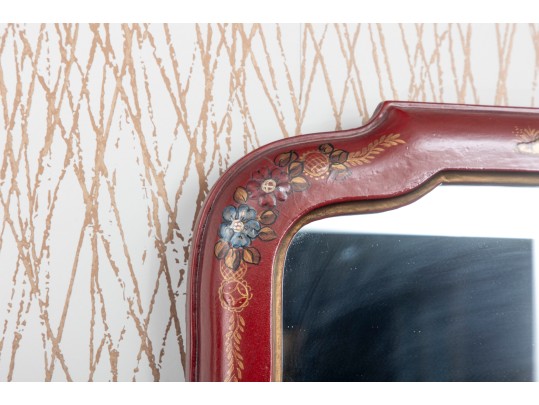 Lane Venture Chinoiserie Painted Red Mirror