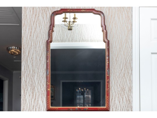 Lane Venture Chinoiserie Painted Red Mirror