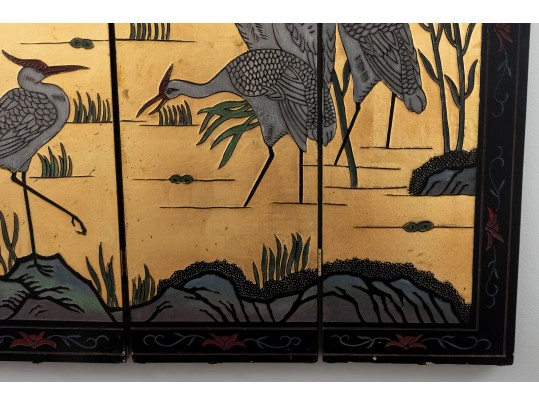 Chinese 4-Panel Coromandel Wall Hanging Screen