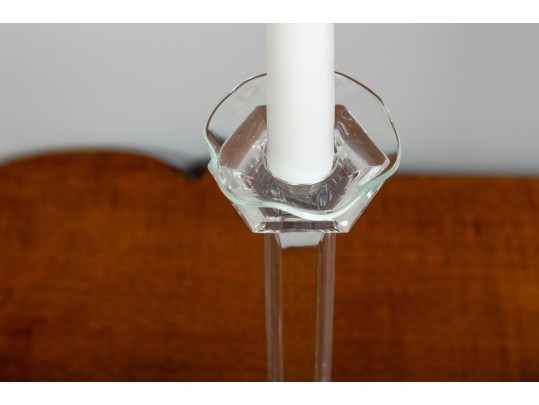 Val Saint Lambert Crystal Candlesticks & Mikasa Belle Bowl