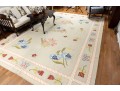 Pretty Pictorial Floral Wool Dhurie Flatweave Rug (13'8