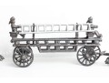1800’s Rare Matching Pair Of Cast-Iron Toy Horse-drawn Ladder Fire Wagon & Water Pumper Wagon