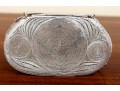 Ornate Minaudiere Filigree Evening Bag, Silver-Plated Copper