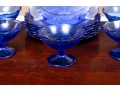 Mt. Pleasant Cobalt Blue Smith Glass Sherbet Cups & Plates