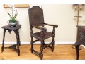 Gorgeous Jacobean-era Tooled Leather Back & Seat Chair