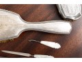 Vintage Sterling Silver & Mother Of Pearl Vanity Brush Set