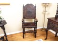 Gorgeous Jacobean-era Tooled Leather Back & Seat Chair