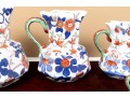 Set Of Five Large Octagonal Reproduction Ironstone China Welsh Graduated Hydra Pitchers 