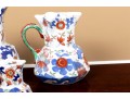 Set Of Five Large Octagonal Reproduction Ironstone China Welsh Graduated Hydra Pitchers 