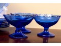 Mt. Pleasant Cobalt Blue Smith Glass Sherbet Cups & Plates
