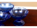 Mt. Pleasant Cobalt Blue Smith Glass Sherbet Cups & Plates