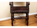 Gorgeous Jacobean-era Tooled Leather Back & Seat Chair