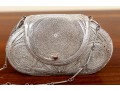 Ornate Minaudiere Filigree Evening Bag, Silver-Plated Copper