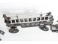 1800’s Rare Matching Pair Of Cast-Iron Toy Horse-drawn Ladder Fire Wagon & Water Pumper Wagon