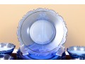 Mt. Pleasant Cobalt Blue Smith Glass Sherbet Cups & Plates
