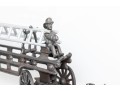 1800’s Rare Matching Pair Of Cast-Iron Toy Horse-drawn Ladder Fire Wagon & Water Pumper Wagon