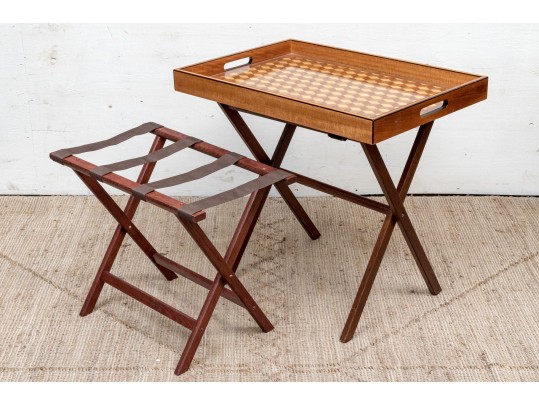 Williams Sonoma Home Harlequin Inlaid Bar Tray On Stand 