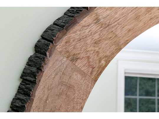 Circular Rough Hewn Wood Mirror