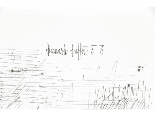 Bernard Buffet (France, 1928-1999) 1953 Black And White Lithograph, Rooster