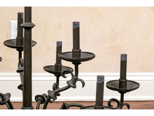 Nine Light Iron Tiered Chandelier 