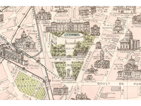 Vintage Parisian Map With Monuments