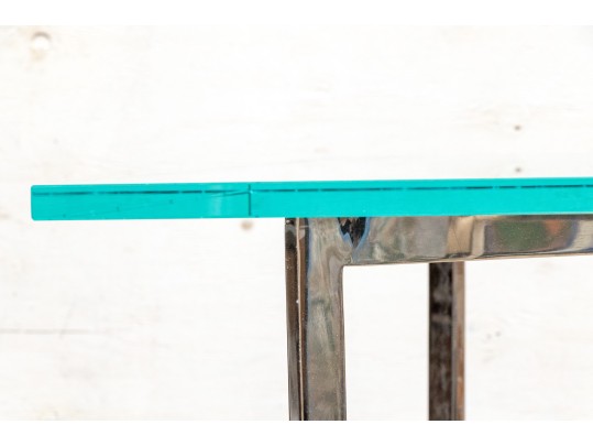 Quality Mid Century Chrome Framed Glass Top Cocktail Table 