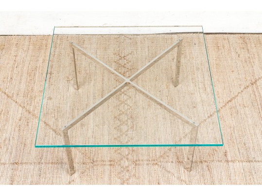 Quality Mid Century Chrome Framed Glass Top Cocktail Table 