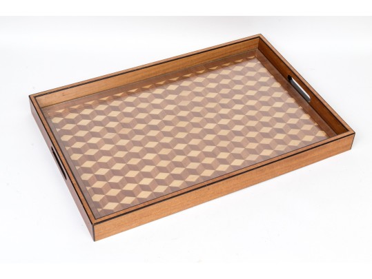 Williams Sonoma Home Harlequin Inlaid Bar Tray On Stand 