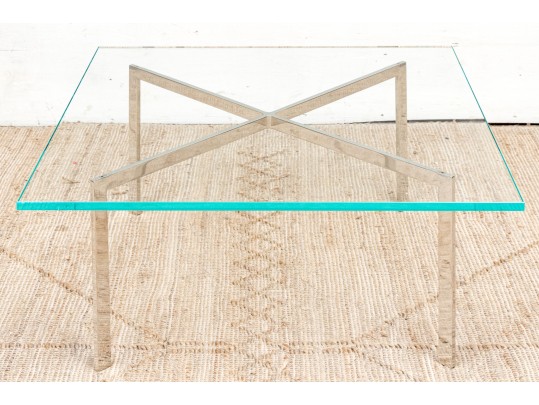 Quality Mid Century Chrome Framed Glass Top Cocktail Table 