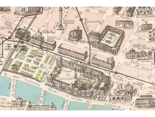 Vintage Parisian Map With Monuments