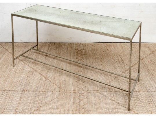 Lillian August Painted Metal Glass Top Console Table