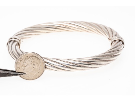 Sterling Silver Ribbed Bangle Bracelet