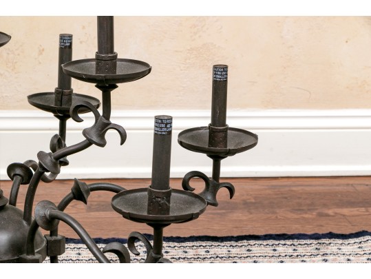 Nine Light Iron Tiered Chandelier 