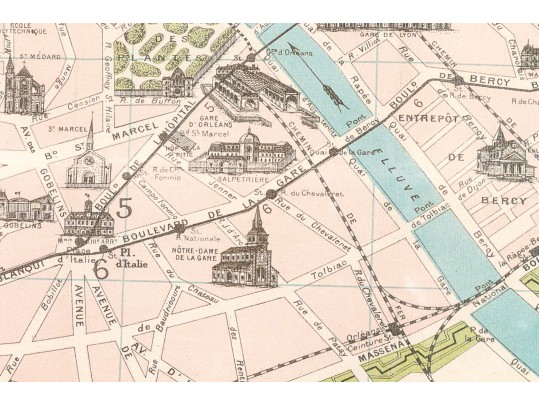 Vintage Parisian Map With Monuments