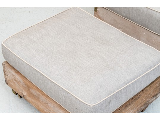  Heavy & Solid Sutherland Teak Armchair With Custom Cushions & Ottoman