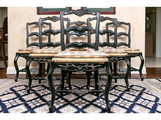 Set Of Six Vintage French Country Style Dining Chairs 