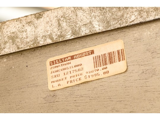 Lillian August Painted Metal Glass Top Console Table